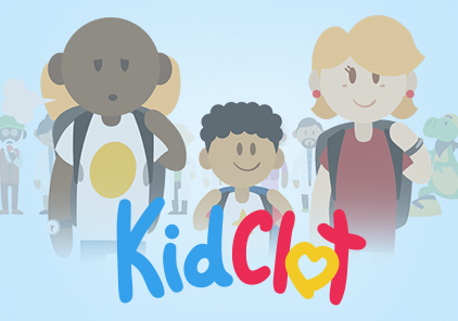 KidClot Logo with illustrated male, kid and female. SAVIAN - Animation Studio in Edmonton