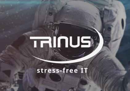 TRINUS logo over astronaut - SAVIAN - Animation and Web Design Edmonton